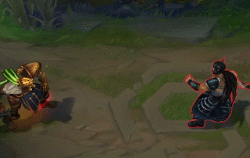 绿色的气体特效能让玩家清晰感受到回复的效果. 蛮王嘲讽面前的英雄.