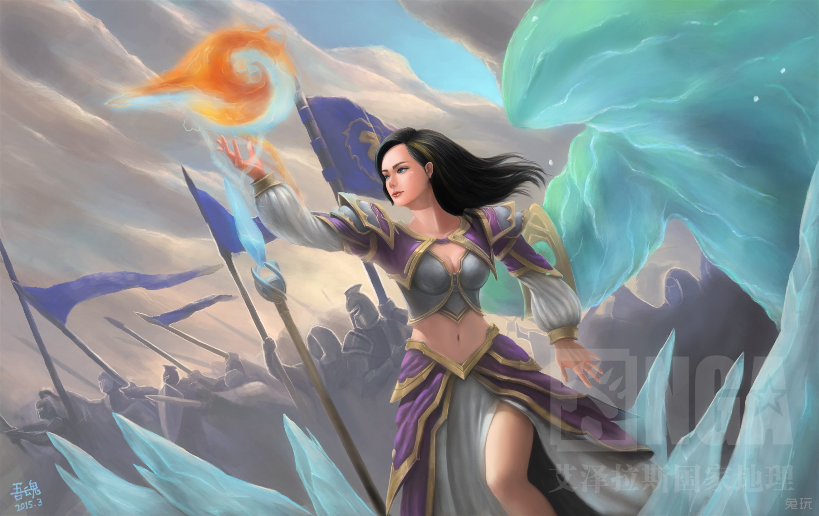 魔兽玩家绘画原创:冰火交融的霜火箭-吉安娜